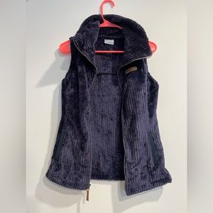 Columbia Vest Silky Soft Faux Fur Purple Winter Ski Vest XS NWOT